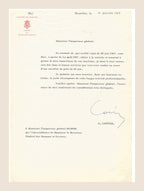 Belgian Ministry of Finance letter dated 16 July 1967 thanking Alexis Dubois for nearly 45 years of public service