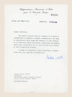 1968 letter from the Permanent Representation of Italy awarding Alexis Dubois a Treaty of Rome anniversary silver medal