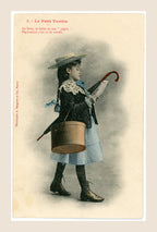 Unused reverse of Bergeret Le Petit Trottin antique French postcard number 1, with undivided Carte Postale address side and naturally aged paper.