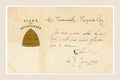 Original 1903 French antique postcard depicting the Tiara of Saitaphernes in gold embossing, with handwritten correspondence dated June 7, 1903.