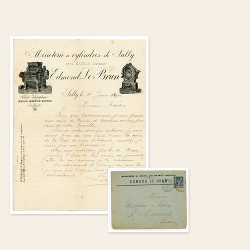 1901 French flour mill business letter with original stamped envelope, Bayeux