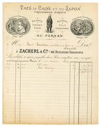 Antique French tea trade invoice with illustrated J. Zacherl & Cie letterhead, 1869