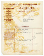 Antique French mushroom trade invoice with illustrated Roi des Montagnes letterhead