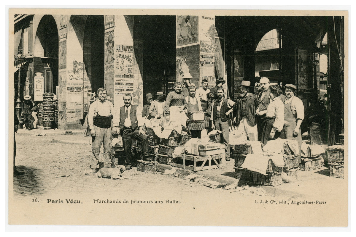 Paris Vécu – Produce Sellers at Les Halles – Antique French Postcard