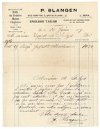 1919 English Tailor Invoice from Spa – P. Slangen – Selys Longchamps Archive