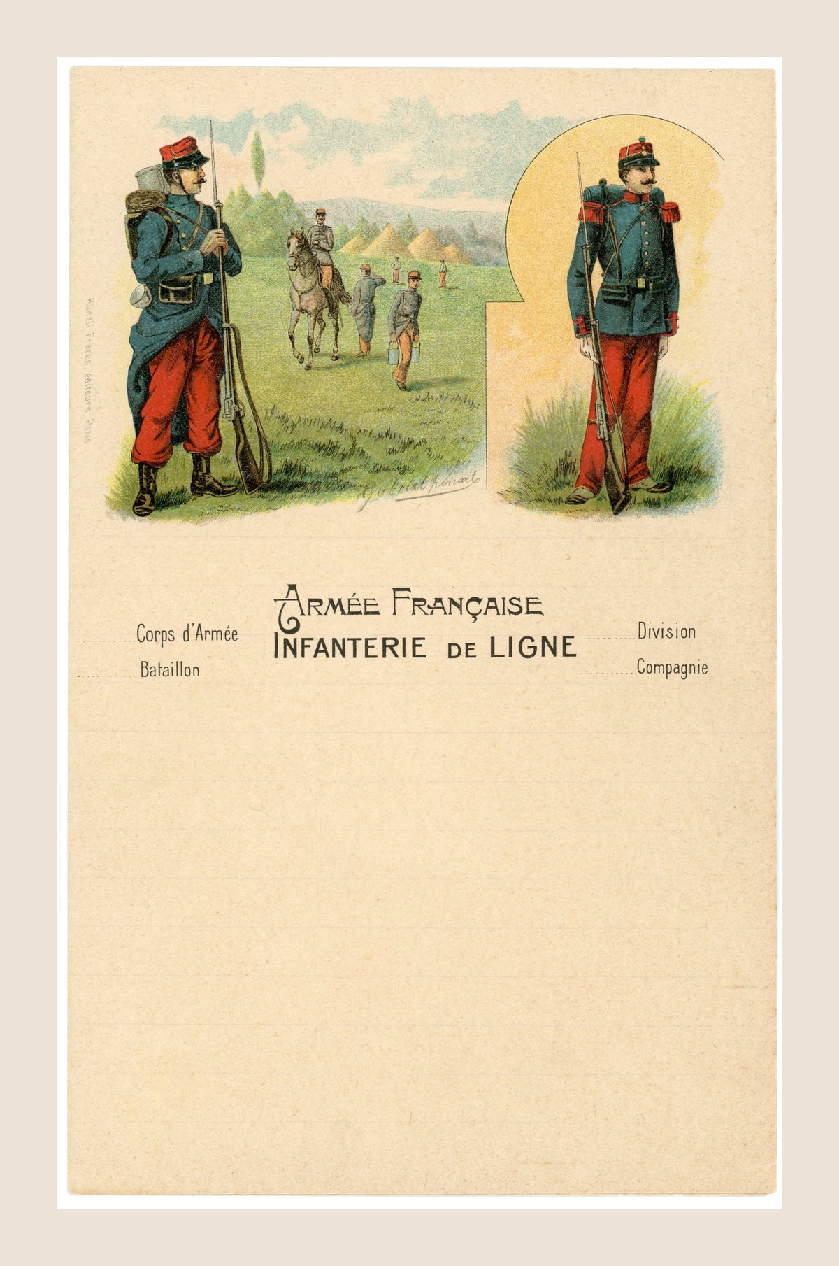 French Military Stationery – 6th Line Infantry – Künzli Frères Paris