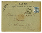 Original stamped envelope from Jules Haran medical correspondence, Paris 1896
