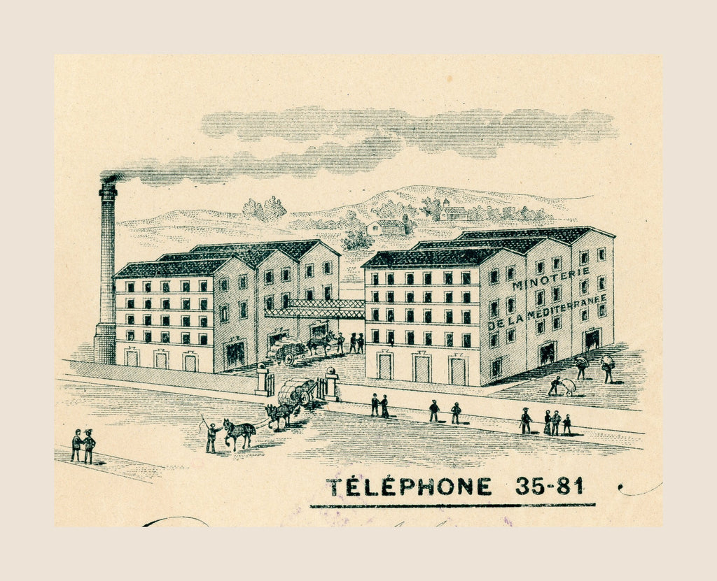 Illustrated Minoterie de la Méditerranée factory letterhead, Marseille 1917