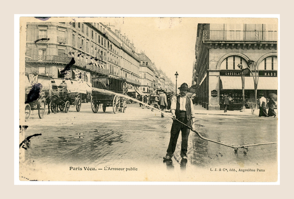 Paris Vécu – L’Arroseur public (Street Waterer) – Antique French Postcard