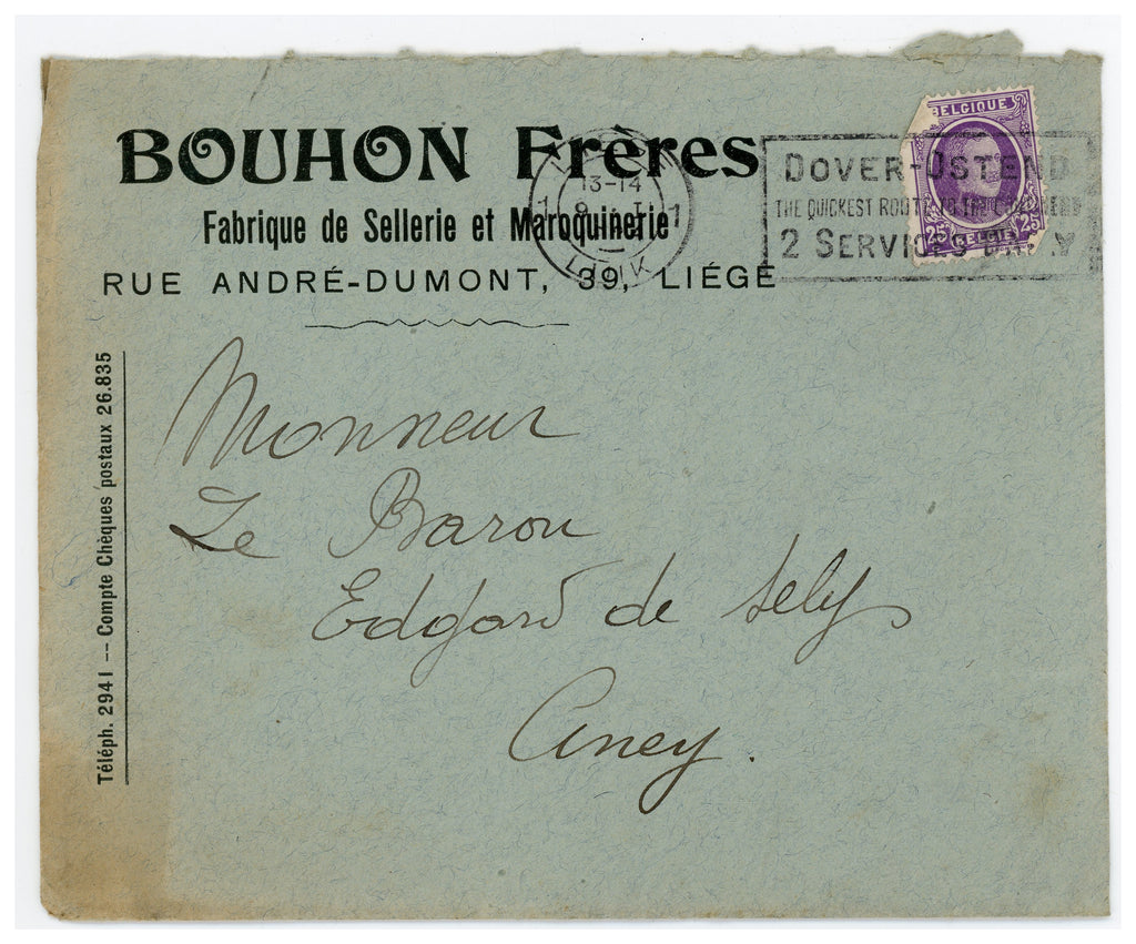 1923 Bouhon Frères Saddlery Invoice – Selys Longchamps Archive