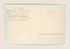 Reverse of an antique postcard with multilingual postal headings, faint pencil writing, address lines, a blank stamp box and age-related spotting.