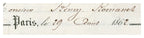 Close-up of handwritten Paris date on Maison Groult commercial document, August 1862
