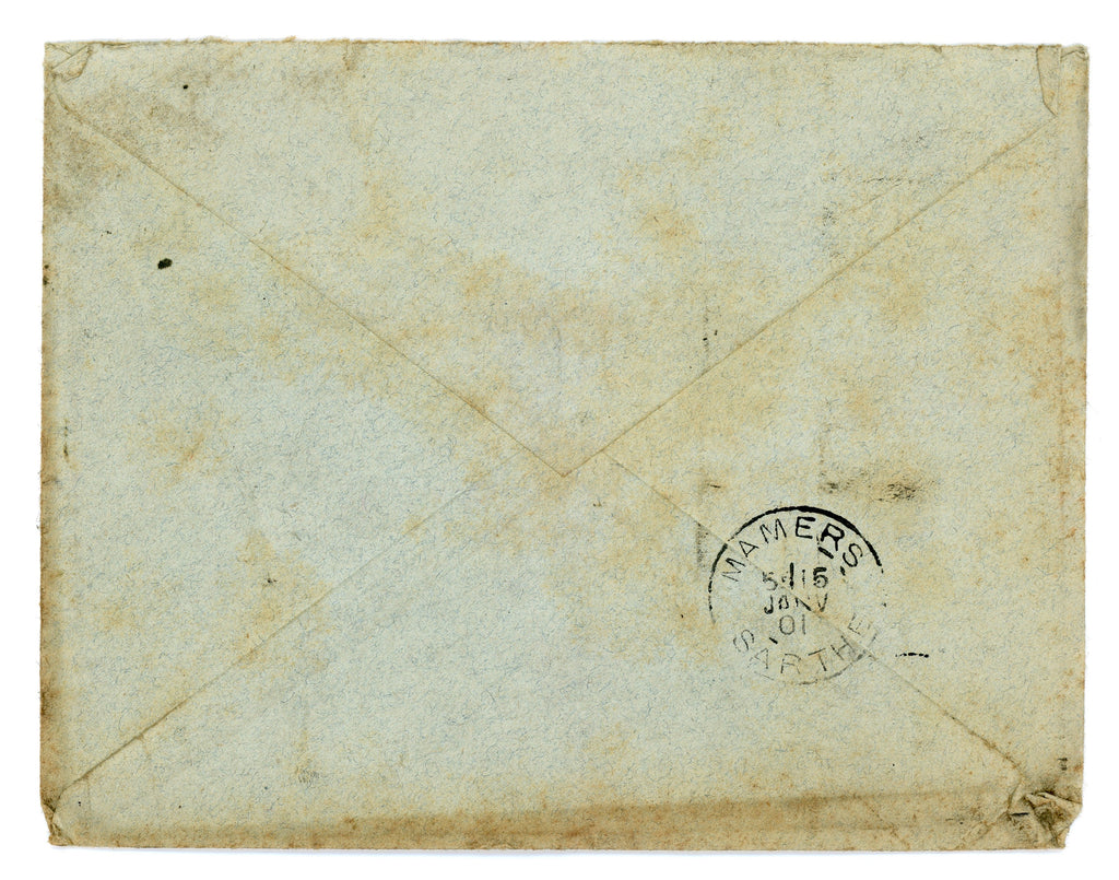 Reverse of antique French business envelope with postal markings, 1901