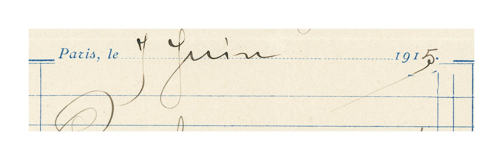 Handwritten detail on 1915 French plant rental receipt