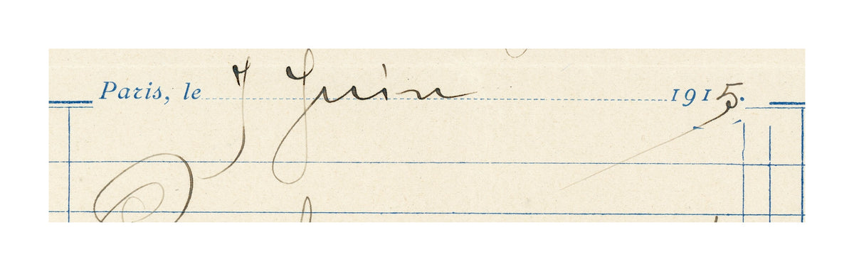 Handwritten detail on 1915 French plant rental receipt