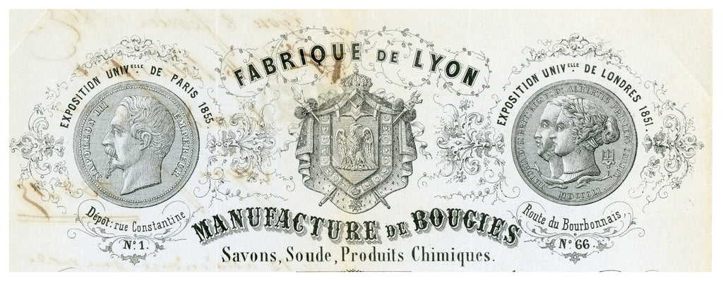 Engraved Blanpied Richard & Cie letterhead with exhibition medals, Lyon 1865