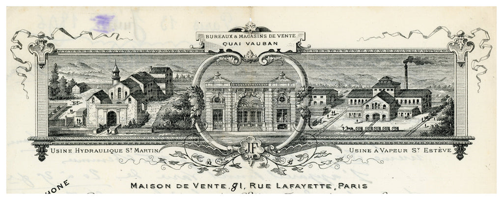 Illustrated Fourcade Ablard & Cie marble works letterhead, Paris 1896
