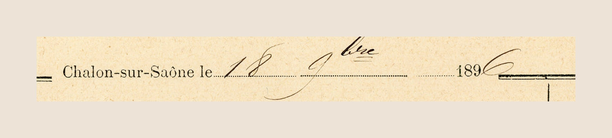 Close-up of handwritten entries on 1896 French funeral services invoice