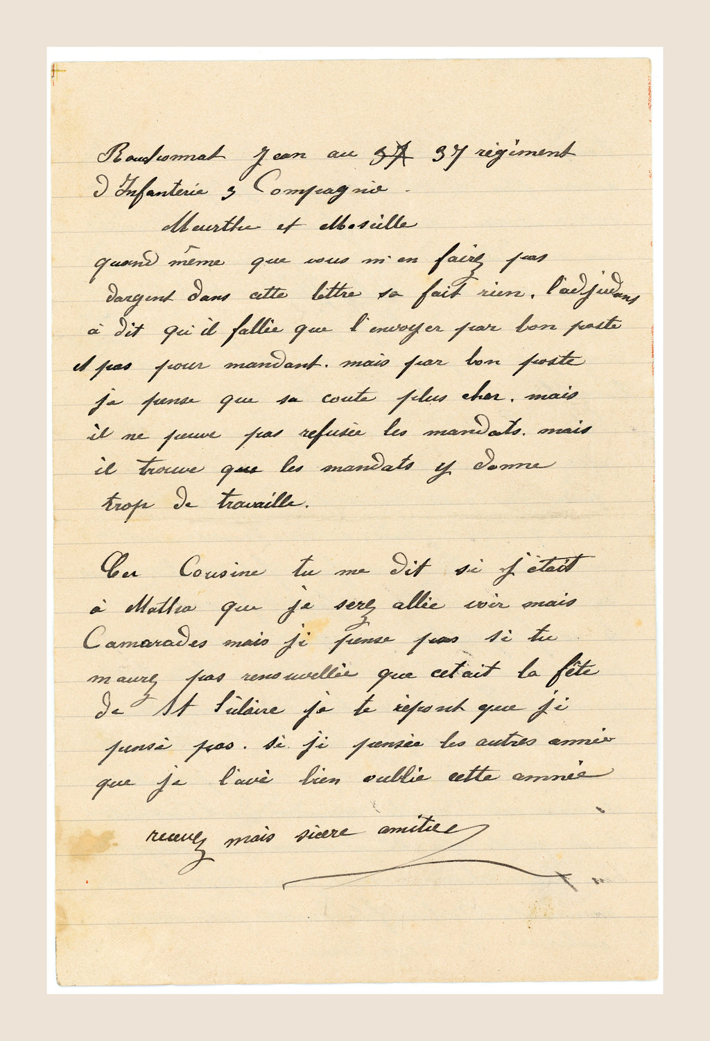 1902 French Soldier Letter from Nancy – Illustrated Military Stationery
