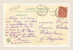 Reverse of French Bergeret postcard number 2 with handwritten violet ink message, 10 centimes Semeuse stamp and Bessan Hérault postal cancellation.