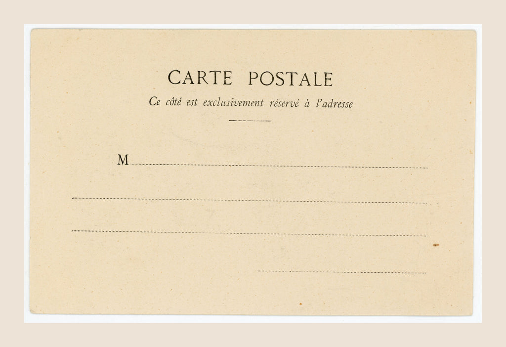 Unused reverse of antique French Bergeret Le Petit Trottin postcard number 2, showing original address lines and early 1900s paper patina.