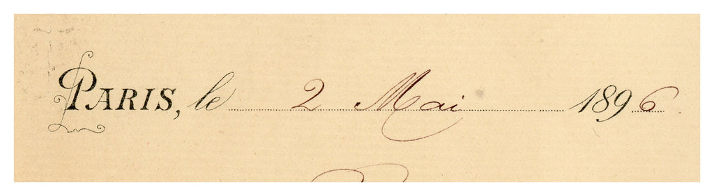 Close-up of handwritten text on Jules Haran French business letter dated 1896