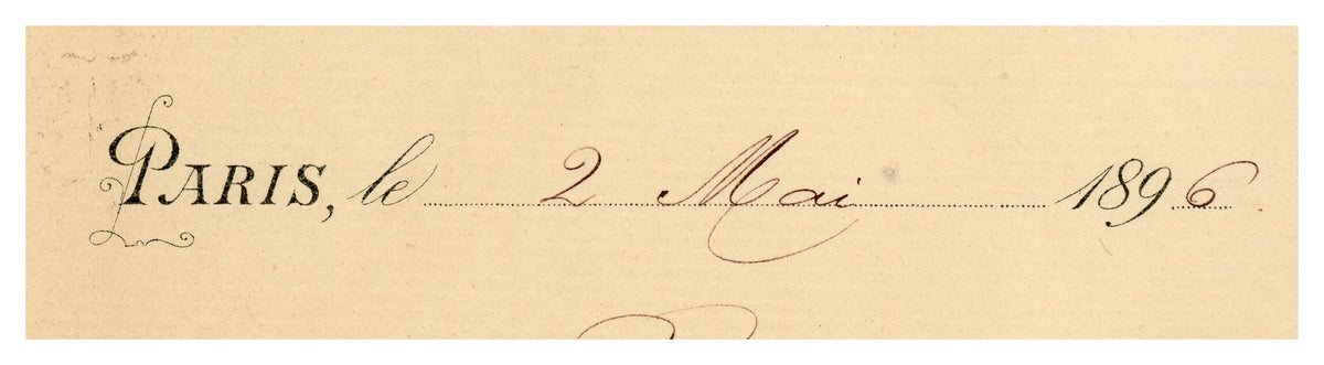Close-up of handwritten text on Jules Haran French business letter dated 1896