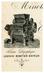 Antique illustration of flour milling machinery on French business letterhead