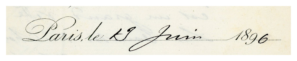 Close-up of handwritten French architectural trade correspondence dated 1896
