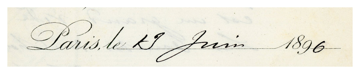Close-up of handwritten French architectural trade correspondence dated 1896