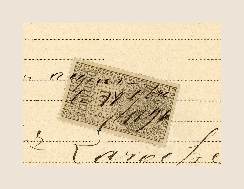 Detail of handwriting on antique Laroche Fils funeral invoice