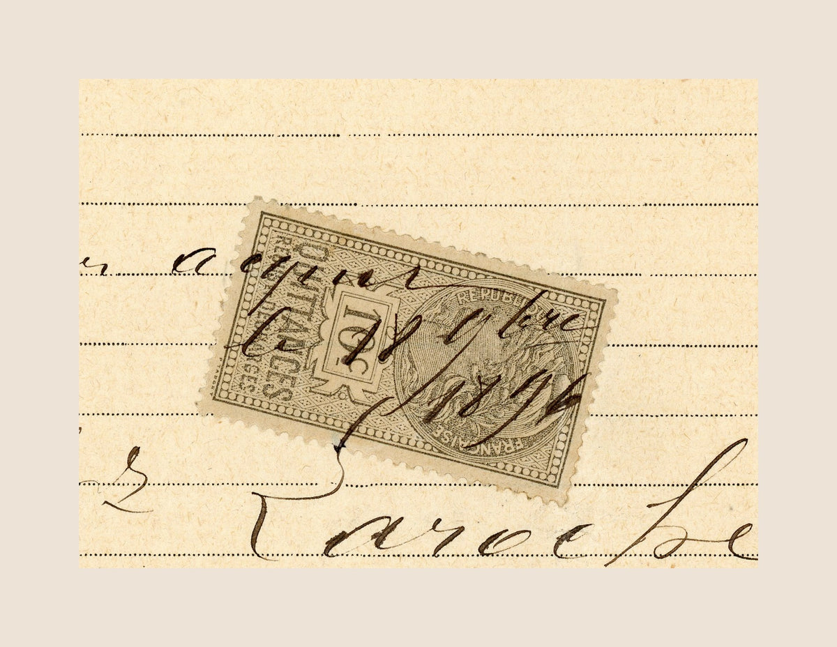 Detail of handwriting on antique Laroche Fils funeral invoice