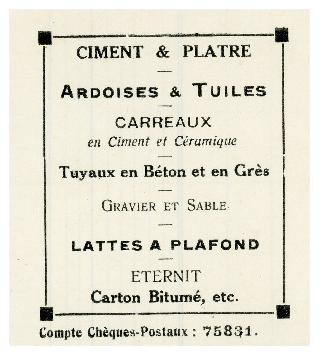 1928 Construction Materials Account – Joseph Degesves Ciney – Selys Longchamps Archive