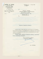 1963 Belgian Ministry of Finance letter to Alexis Dubois enclosing the decree extending his special mission leave