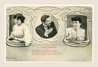 Antique Brune ou Blonde postcard number 3 by Bergeret, depicting a Belle Époque gentleman turning his attention towards a blonde woman, with French poem.