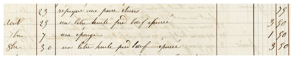 Detail of antique coachbuilder invoice with carriage and harness entries