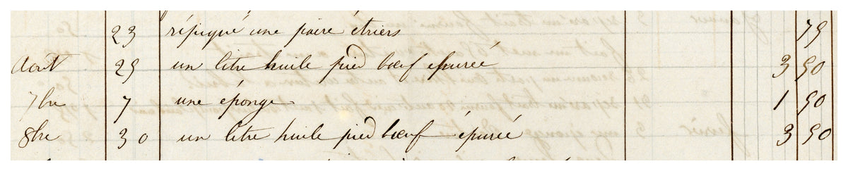 Detail of antique coachbuilder invoice with carriage and harness entries