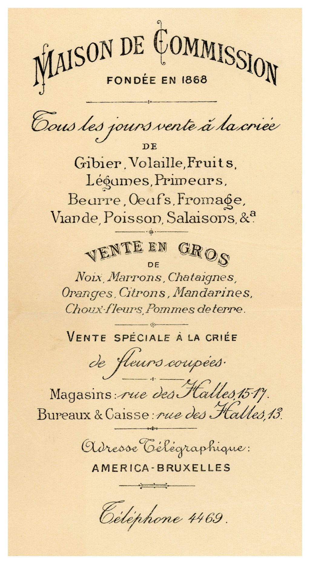 1920 Brussels Game Market Letter & Auction Invoice – Selys Longchamps Archive