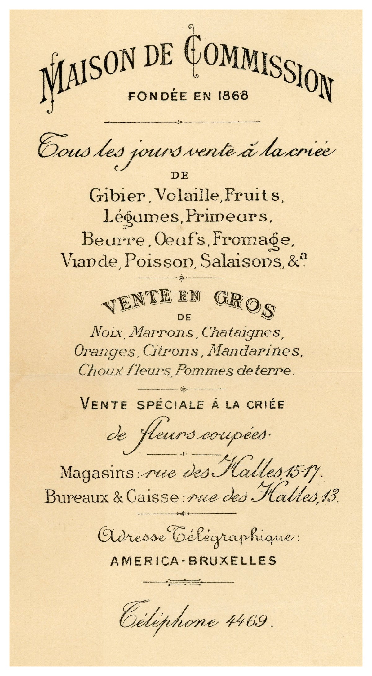 1920 Brussels Game Market Letter & Auction Invoice – Selys Longchamps Archive