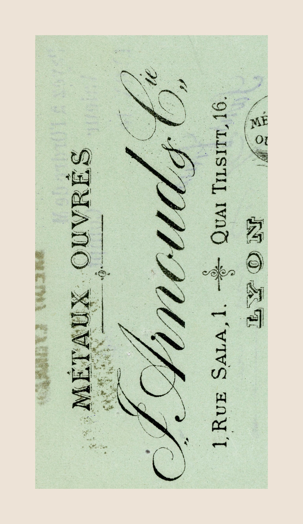 P. Arnaud & Cie Métaux Ouvrés letterhead detail on a 1902 French commercial bill of exchange from Lyon