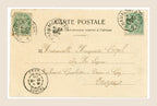 Reverse of Bergeret Autumn postcard with two green 5 centimes French postage stamps, December 1902 postmarks and handwritten address to Troyes.