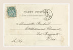Reverse of original Bergeret postcard number 3 with green 5 centimes French stamp, handwritten address to Dax and early 1900s postal markings.