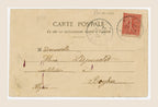 Reverse of antique French Tiara of Saitaphernes postcard addressed to Alsace, with original handwriting, red 10-centime French postage stamp and historic postal cancellation.