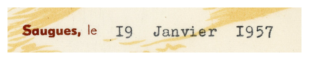 Close-up of handwritten entries on 1957 French mushroom trade invoice