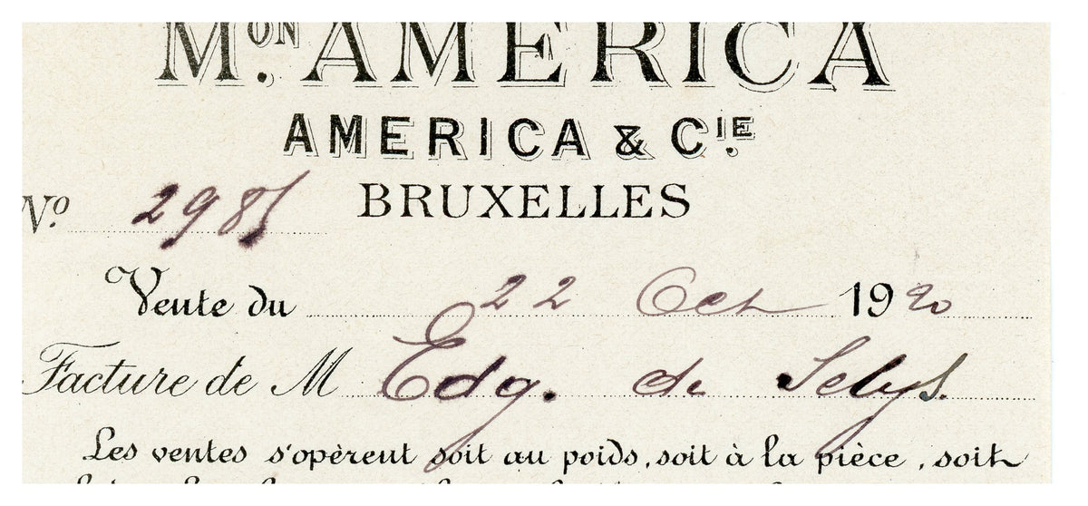 1920 Brussels Game Market Letter & Auction Invoice – Selys Longchamps Archive