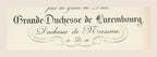 Detail of the Luxembourg Order of the Oak Crown diploma with ornate Grand Duchess of Luxembourg heading, 1954