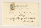 Reverse of antique Belle Époque railway postcard No. 4 with original French postage stamp, handwritten address and cancellation.