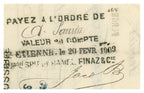 Detail of 91.70-franc commercial draft associated with Joanny Joly invoice