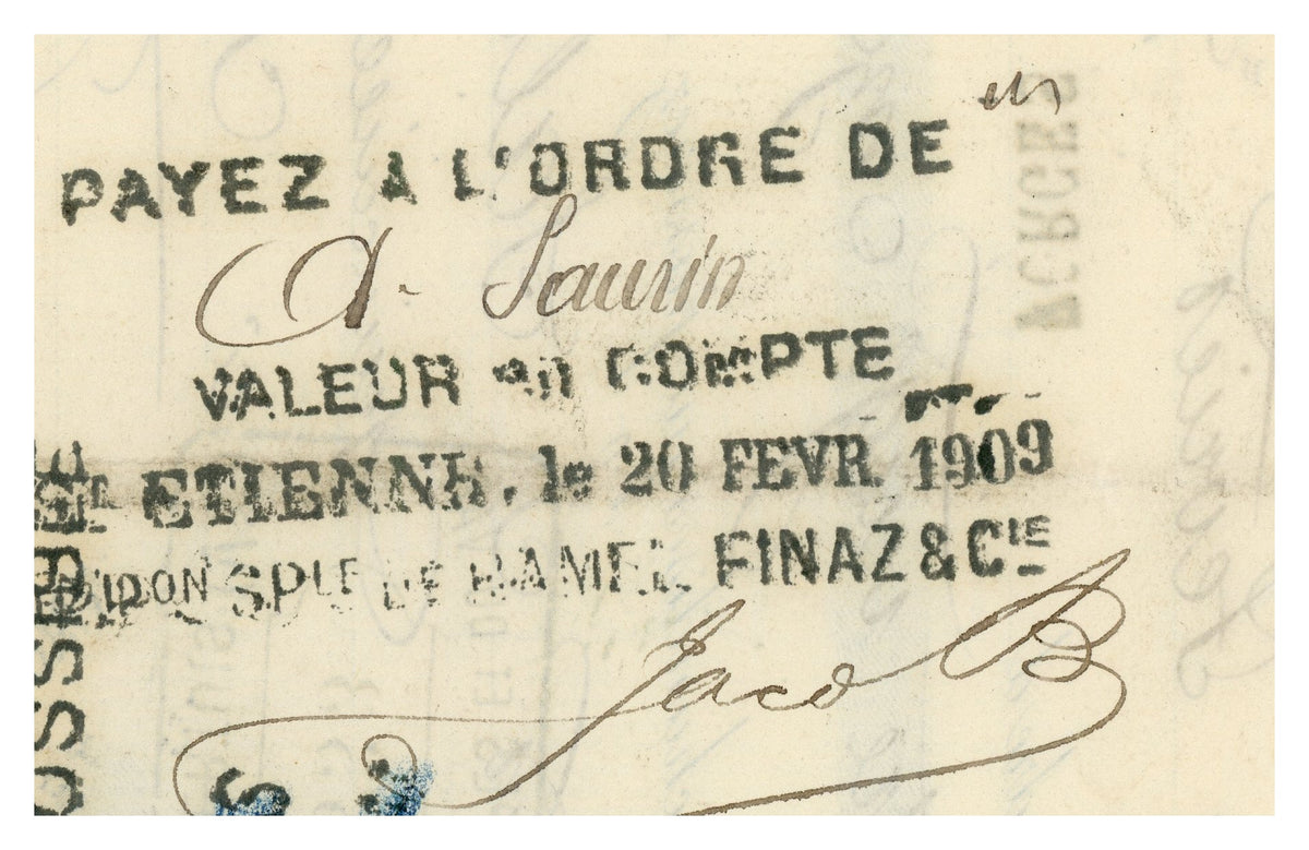 Detail of 91.70-franc commercial draft associated with Joanny Joly invoice
