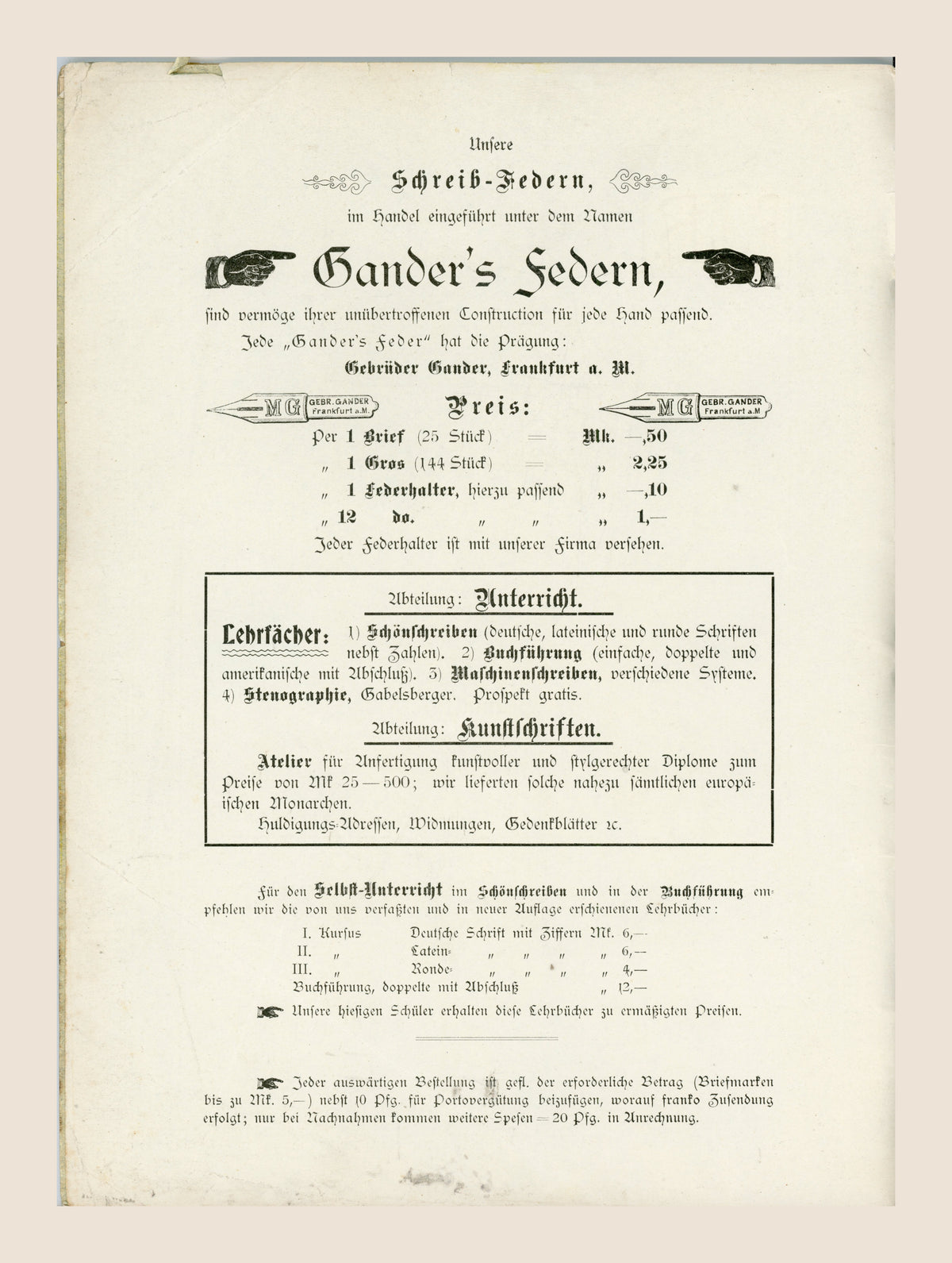 1904 German Calligraphy Exercise Book – Gander Writing Method – Frankfurt